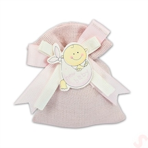 Lavantalı Keten Kese 11 x 10 CM Pembe 1 Adet Pembe