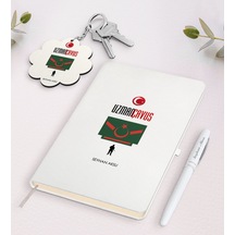Kişiye Özel Uzman Çavuş Beyaz Defter Kalem Ve Anahtarlık S