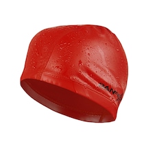 Sones Yetişkin Unisex Pu Kaplamalı Rahat Su Geçirmez Yüzme Bonesi Kırmızı