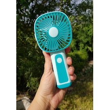 Mini Fan Usb Şarjlı Mini El Fanı Taşınabilir Vantilatör 3 Kademeli Sessiz Fan Telefon Tutuculu Mavi