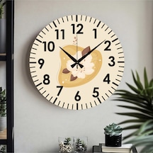 Çiçek Desenli Dekoratif Türkçe Rakamlı Uv Baskılı Duvar Saati Sessiz Akar Mekanizma Metal Akrep Sarı