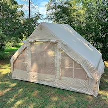 Yek Outdoor 420d Oxford 6 Kişilik 4 Mevsim Soba Çıkışlı Şişme Kamp Çadırı Pompalı, 210x300x190 Cm Krem