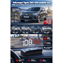 Volkswagen Tiguan 2007-2026 Modeller İçin Obd2 Head Up Display Hayalet Gösterge Ekranı Ön Cam Hız Göstergesi