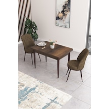 Canisa Concept Nil Serisi 70x110 Sabit Mutfak Masası Takımı Barok Desen Masa 2 Kahverengi Sandalye Kahverengi Sandalyeler Barok Masa