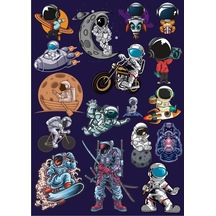 Astronot Sticker Set 16 Parça Telefon, Tablet, Defter, Laptop Sticker