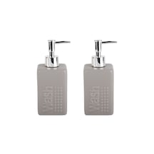 Banyo Seti Seramik Sıvı Sabunluk 2 Adet Gri Modern 7x7x17cm 300ml Gri