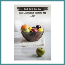 Trendexa Akrilik Barok Füme Büyük Kare Meyve & Salata Kasesi & Karıştırma Kabı / 3,3 Lt Cam Değildir Mac