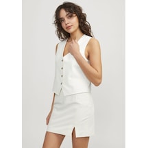 Jack & Jones Kadin Dügme Kapamali Yelek - Mary 12228046 Bone White Beyaz