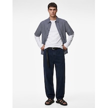 Koton Regular Fit Normal Bel Pamuklu Bol Beli Bağcıklı Baggy Jean Pantolon Lacivert 6sam40265nd