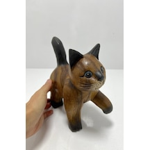 Ahşap Kedi Biblo 20cm