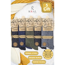 Kral Kışlık Lambswool Erkek Çorap 5 Renkli Set Çok Renkli