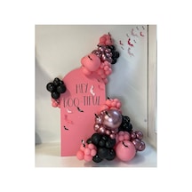 Krom Pembe Pastel Siyah Ve Flamingo Pembe Balon Zinciri 100 Adet Mix