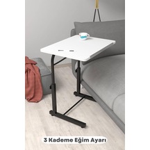 Tr Eğim Yükseklik Ayarlı Laptop Sehpası Kahvaltı Ders Çalışma Bilgisayar Ofis Yemek Masası Metal Ayak, Eğimli- Diğer