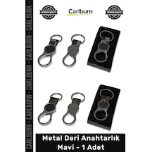 Anahtarlık Logo Baskılı Kurumsal Promosyon Lüks Şık Kaliteli Şiye Özel Metal Deri Anahtarlık Mavi -