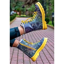 Kadın Vegan Deri Çok Renkli Fermuarlı Uzun Bot - Soul Full Of Animal Love Tasarım Multicolor