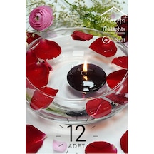 Float Siyah 12 Adet Yüzen Mum 4 Saat Yanan Tea Light Mum Kokusuz Terapi Mumu