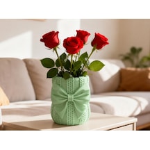3d Baskı Fiyonklu Örgü Vazo - Dekoratif Çiçeklik-mint Diğer