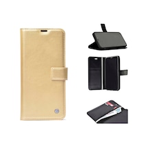 Noktaks - General Mobile Uyumlu General Mobile Gm 20 Pro - 360 Full Koruma Kapakli Kartlikli Kart Bölmeli Cüzdan Kilif - Gold
