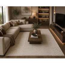 Hoom Rugs Sembol 2906 Krem Akrilik Dayanıklı Makine Halısı