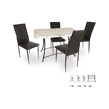 Beymobilya Modern Katlanır Werzalit-Gözde Mutfak Masa Takımı - Bianco Carrar