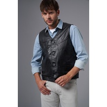 Alcide Siyah Deri Yelek 118518 001