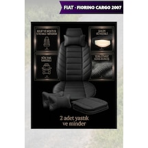 Fiat Fiorino Cargo 2007 Uyumlu Lüks Premium Siyah Renk 2 Adet Minder Ve Yastık