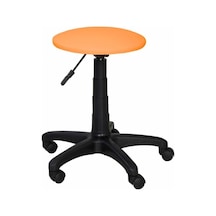 Ofiscombin Dönebilir Döner Tekerlekli Bar Eczane Laboratuvar Medikal Kuaför Taburesi Sandalye Turuncu Deri 00047499846