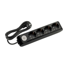 Viko Multi-let 4'lü Grup Priz Anahtarlı Topraklı Çocuk Korumalı 3 Metre Siyah - 90137403