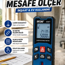 50 Mt Dijital Lazer Mesafe Ölçer Hassas Ölçüm Cihazı Ev Ve İnşaat Kullanımı