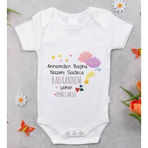 Bitmeyenkartus Bk Kids Isimli Babaannem Tasarımlı Bebek Body Zıbın - Model 1 Beyaz