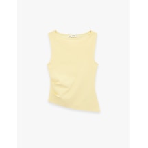 Koton Slim Fit Asimetrik Kesim Kolsuz Kayık Yaka Bluz Sarı 6sal30049ık Sarı
