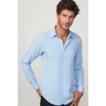 Tudors Slim Fit Dar Kesim Uzun Kol Dökümlü Viskon Şık Mavi Erkek Gömlek-29817-mavi Mavi Tudors Slim Fit Dar Kesim Uzun Kol Dökümlü Viskon Şık Mavi Erkek Gömlek-29817-mavi Mavi