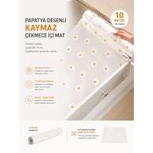 Papatya Desenli Kaymaz Dolap Ve Çekmece İçi Mat 10 Metre - Lisinya Beyaz