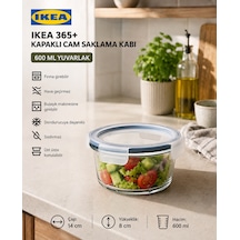 Trev Saklama Kabı Cam 600 Ml Yuvarlak Vakumlu Sızdırmaz Hava Geçirmez Plastik Kapaklı Şeffaf Gıda Saklama Kabı
