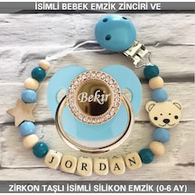 Sahi Aksesuar İsimli Bebek Emzik Zinciri ve İsimli Bebek Silikon Emzik BEZYI282 Bej - Pembe