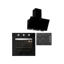 Silverline BO6503B01 - CS5343B01 - 3457 Soho 60 Siyah Cam Ankastre Set