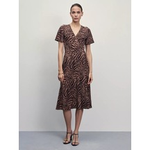 Zarına Kısa Kollu Midi Elbise, Çapraz Bağlamalı 218368967 Kahverengi Zarına Kısa Kollu Midi Elbise, Çapraz Bağlamalı 218368967 Kahverengi