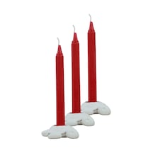 Mumluk Şamdan 3 Adet Tealight Ve İnce Mum Uyumlu Kaplumbağa Model - Beyaz