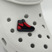 Crocs Terlik Süsü Ve Aksesuarı , Çanta Süsü Jibbitz 3d Ayakkabı 02 Görsel Logo Aksesuar Siyah-antrasit-kırmızı
