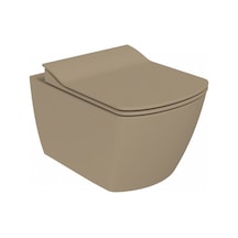 Creavit Elegant Rim-off Duroplast Yavaş Kapanan Klozet Kapaklı Mat Cappucino Set