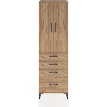 Hyperion Dolap 3 Raflı 4 Çekmeceli 2 Kapaklı 60x44x195 Çam-çam Çam