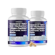 Vitamax Resveratrol + N.c + Nad + Berberine + Collegen Peptides + Hyaluronic Acid + Biy/otin 21 In 1 - 60 Kapsül - İthal