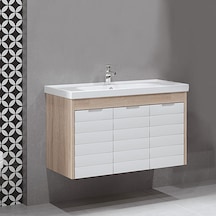 Turkuaz Seramik Frame Etajerli Lavabo 90 x 45 CM-Denko Mostar 90 Alt Modül