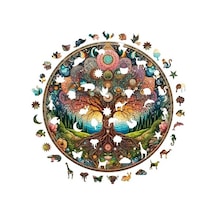 Ahşap Puzzle Yetişkin - Kozmik Yaşam Ağacı - 252 Parça, 29 X 29 Cm - Yapıştırıcı Folyo Dahil - Benzersiz Şekilli Parçalar & Özel Figürler - A1-08
