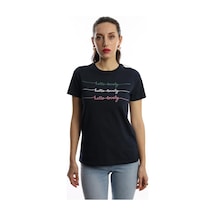 Kadın Hello Lovely Yazı Baskılı Tişört Lacivert