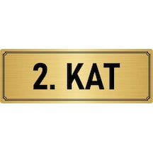 Metal Yönlendirme Levhası, Departman Kapı İsimliği 2. Kat 7x20 cm Altın Renk