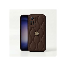 Xiaomi Redmi Note 12 Pro  Kılıf Zebana Camellia Deri Kılıf Kahverengi
