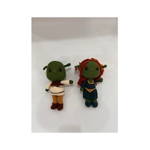 El Yapımı Amigurumi Sevgili Çift Oyuncak Seti - Yeşil Devler Örgü Bebek, 2'li Dekoratif Hediye Yeşil