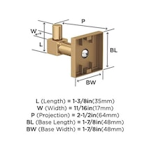 Banyo Bornoz Kancası, 48 Mm Uzunluk, Şampanya Bronz, Tek Kanca 7/8 Yaş