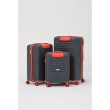 Keo-plus Gri-turuncu 3 Lü Set Silikon Kırılmaz Pp Valiz Çok Renkli